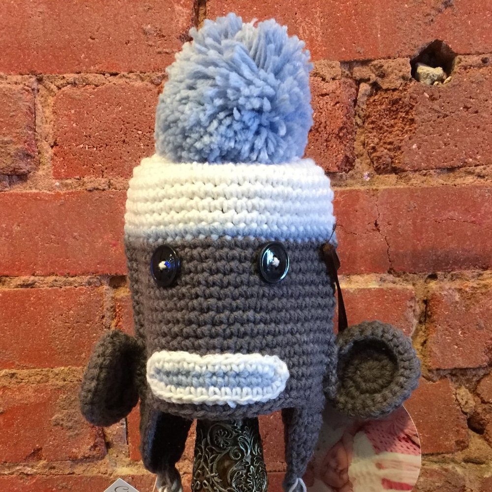 Hand-Made Blue Sock-Monkey Knit Hat  size 2 Years
